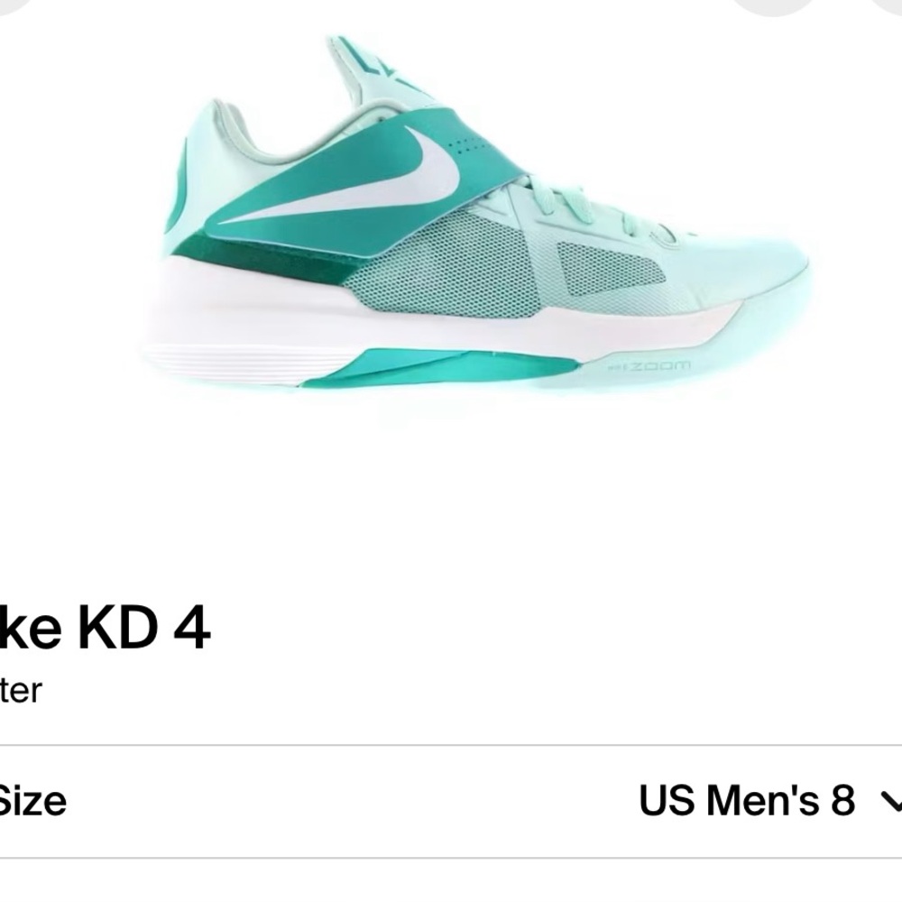 Size 8 Nike zoom kd 4 easter "mint"